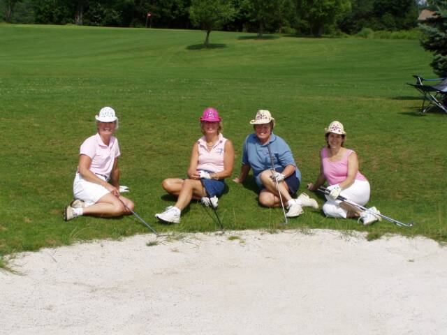 Golf Outing players take a "Beach" break on the 11th hole!